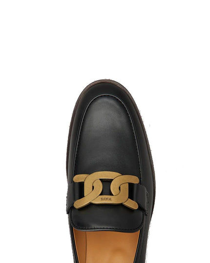 Tod's Black Calfskin Slip-On Loafers