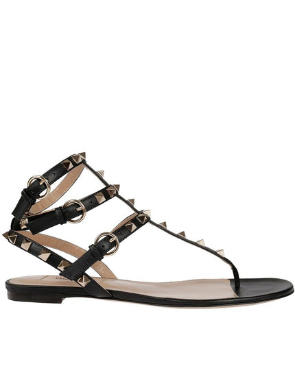 Valentino Garavani Black Calfskin Flip-Flop Sandals
