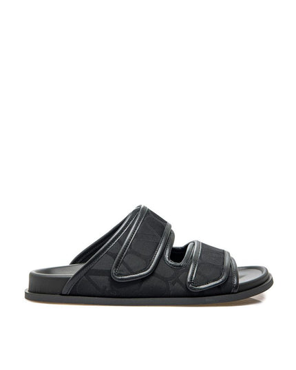 Valentino Garavani Black Fabric Flat Sandals