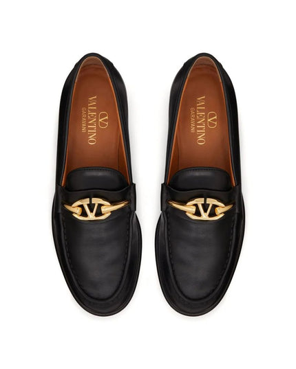 Valentino Garavani Black Calfskin Slip-On Loafers