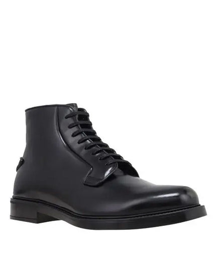 Prada Black Calfskin Lace-Up Boots