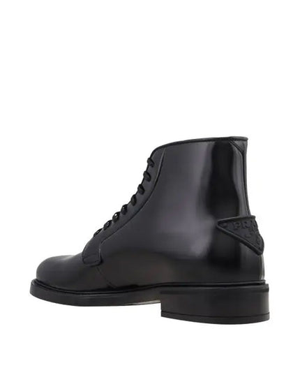 Prada Black Calfskin Lace-Up Boots