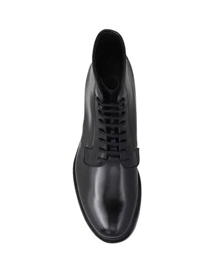 Prada Black Calfskin Lace-Up Boots