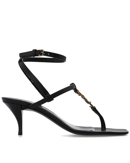 Saint Laurent Black Calfskin Stiletto Heel Sandals