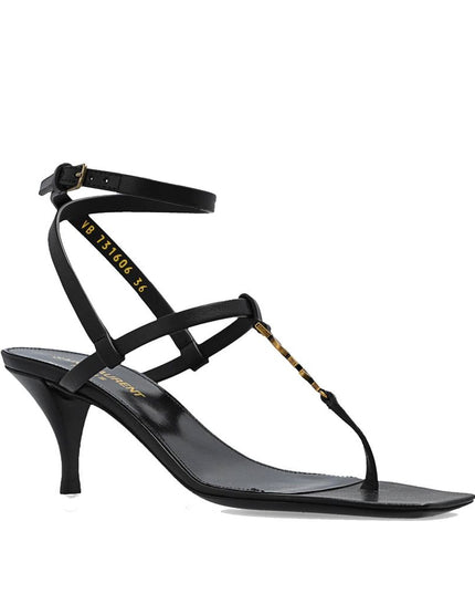 Saint Laurent Black Calfskin Stiletto Heel Sandals