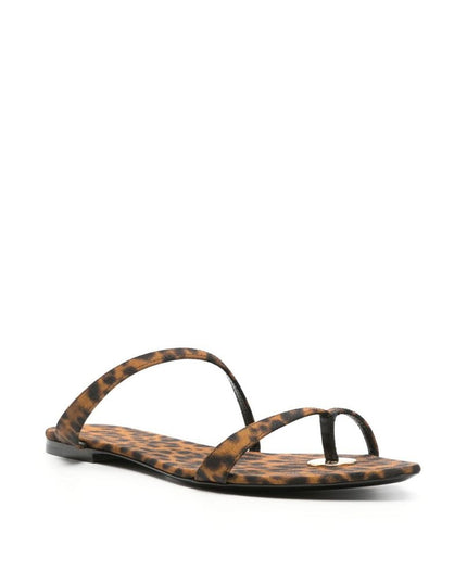 Saint Laurent Brown Fabric Strap-On Sandals