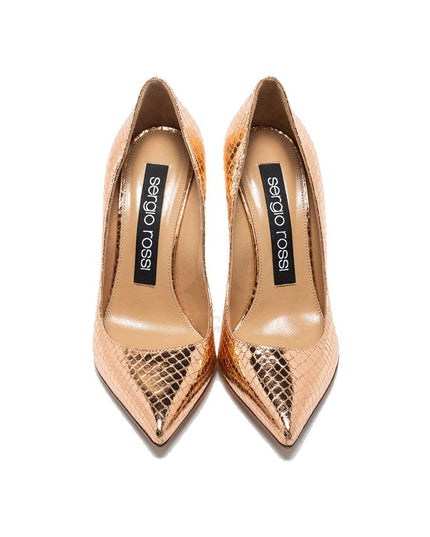 Sergio Rossi Rose Gold Calfskin High Heel Pumps