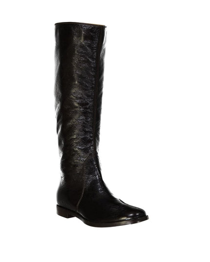 Sergio Rossi Black Calfskin Over The Knee