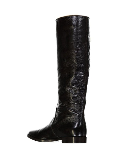 Sergio Rossi Black Calfskin Over The Knee