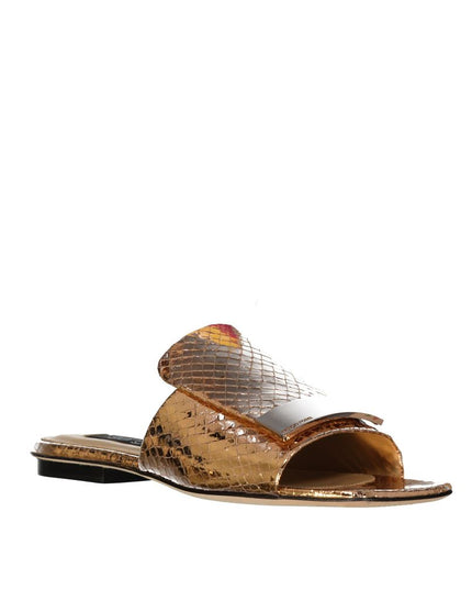 Sergio Rossi Rose Gold Calfskin Slides