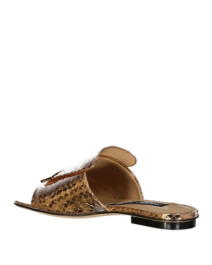 Sergio Rossi Rose Gold Calfskin Slides