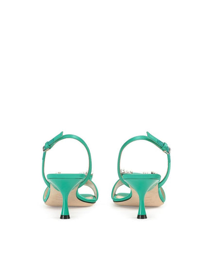 Sergio Rossi Green Silk Stiletto Heel Sandals