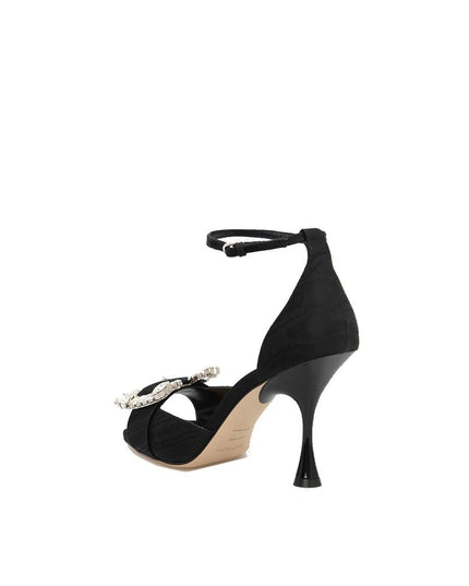 Sergio Rossi Black Fabric Stiletto Heel Sandals