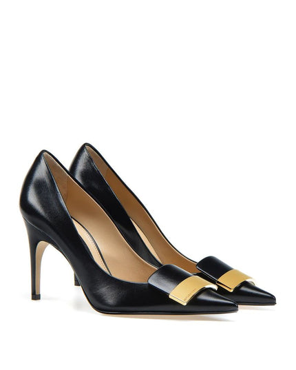 Sergio Rossi Black Calfskin High Heel Pumps