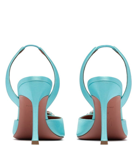 Amina Muaddi Green Silk High Heel Pumps