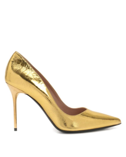 Balmain Gold Calfskin High Heel Pumps