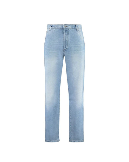 Balmain Blue Cotton Cropped Jeans