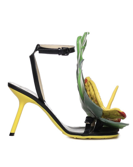 Loewe Black Lamb Leather Stiletto Heel Sandals