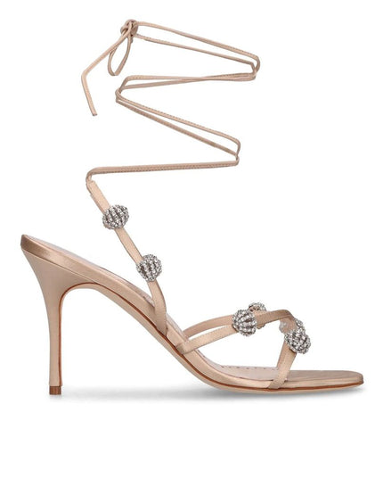 Manolo Blahnik Beige Silk Strap-On Sandals