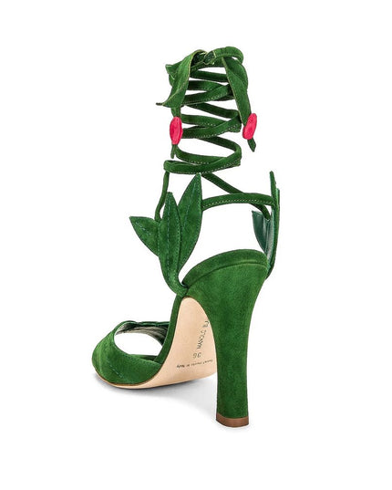 Manolo Blahnik Green Calfskin Strap-On Sandals