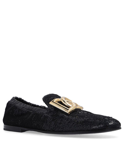 Dolce & Gabbana Black Fabric Slip-On Loafers