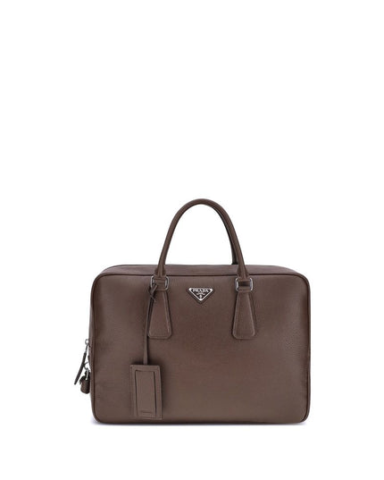 Prada Brown Calf Leather Bos Taurus Briefcase