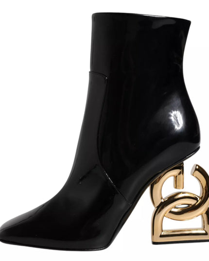 Dolce & Gabbana Black Jackie Leather Mid Calf Boots Shoes