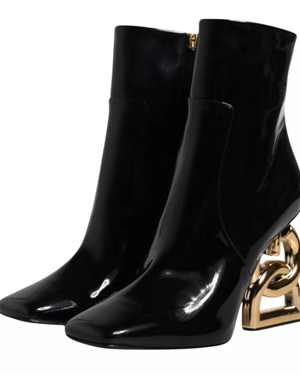 Dolce & Gabbana Black Jackie Leather Mid Calf Boots Shoes