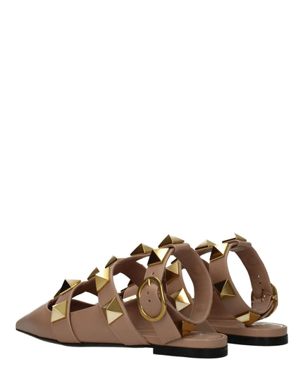 Valentino Garavani Pink Leather Flat Sandals