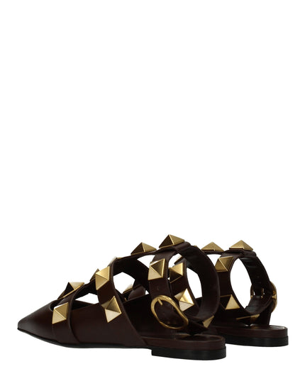 Valentino Garavani Brown Leather Flat Sandals