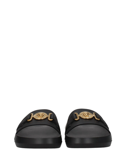 Versace Black Leather Slippers