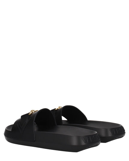 Versace Black Leather Slippers