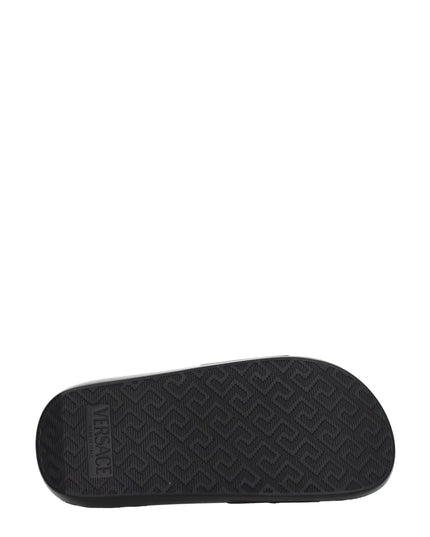 Versace Black Leather Slippers