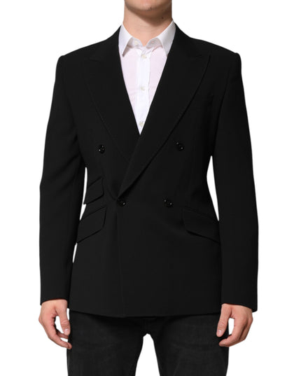 Dolce & Gabbana Black SICILIA Double Breasted Coat Blazer