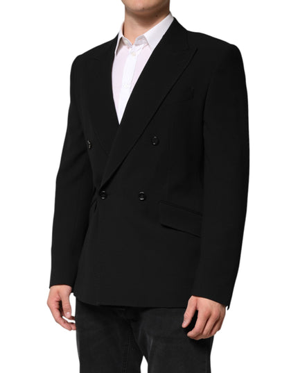 Dolce & Gabbana Black SICILIA Double Breasted Coat Blazer