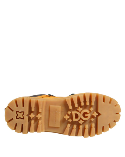 Dolce & Gabbana Orange Lace Up Trekking Ankle Boots Shoes