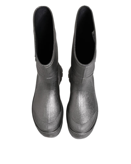 Dolce & Gabbana Metallic Silver Pull On Rain Boots Shoes