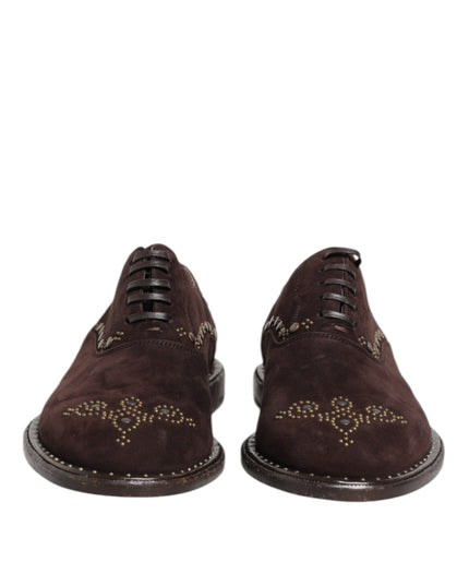Dolce & Gabbana Brown Velvet Lace Up Oxford Dress Shoes
