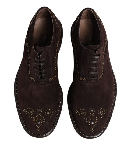 Dolce & Gabbana Brown Velvet Lace Up Oxford Dress Shoes