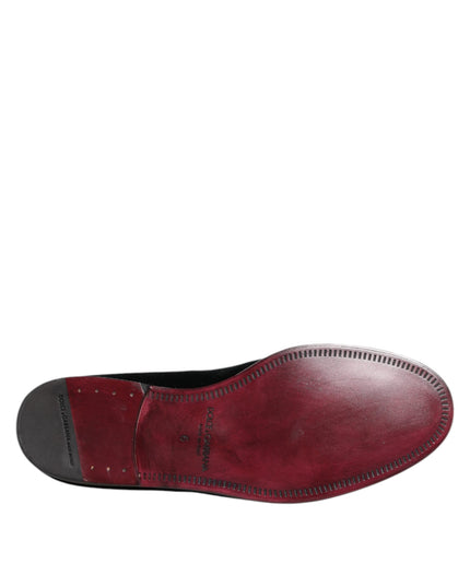 Dolce & Gabbana Black Velvet Loafers Formal Men Dress Shoes