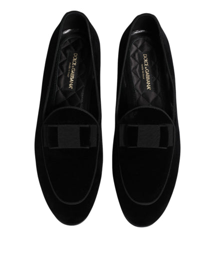 Dolce & Gabbana Black Velvet Loafers Formal Men Dress Shoes