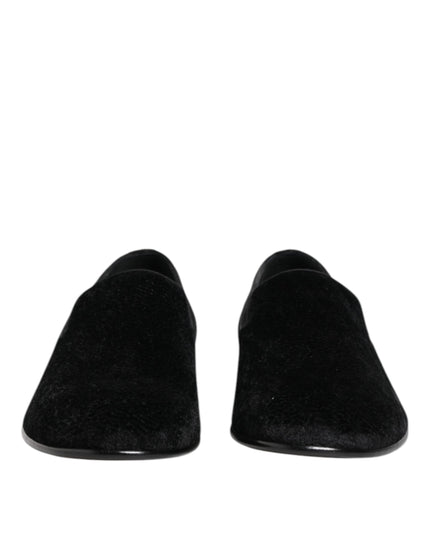 Dolce & Gabbana Black Jacquard Loafers Formal Men Dress Shoes