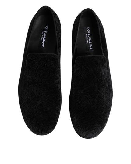 Dolce & Gabbana Black Jacquard Loafers Formal Men Dress Shoes