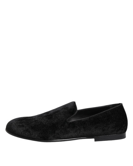 Dolce & Gabbana Black Jacquard Loafers Formal Men Dress Shoes