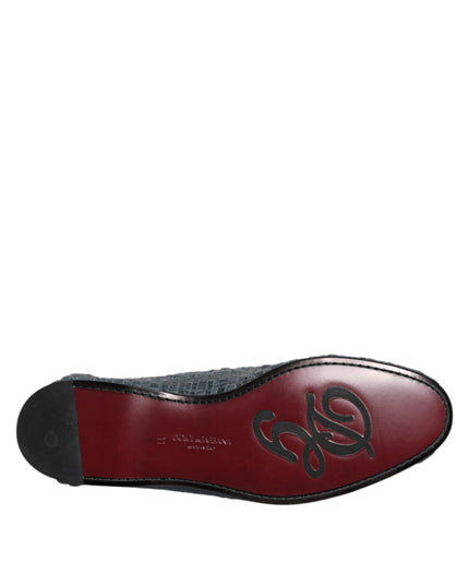 Dolce & Gabbana Blue Woven Raffia Slip On Loafers Shoes