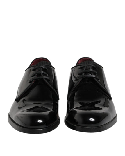Dolce & Gabbana Black Leather Lace Up Men Derby Formal Shoes