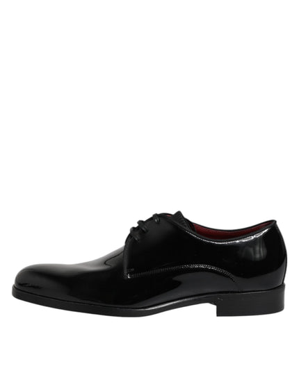 Dolce & Gabbana Black Leather Lace Up Men Derby Formal Shoes