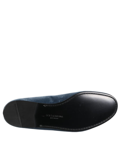 Dolce & Gabbana Blue Velvet DG Logo Loafers Formal Shoes