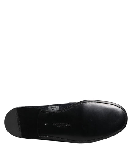 Dolce & Gabbana Blue Logo Cotton Loafers Formal Dress Shoes
