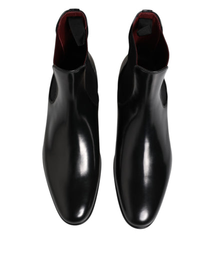 Dolce & Gabbana Black Chelsea Slip On Mid Calf Boots Shoes